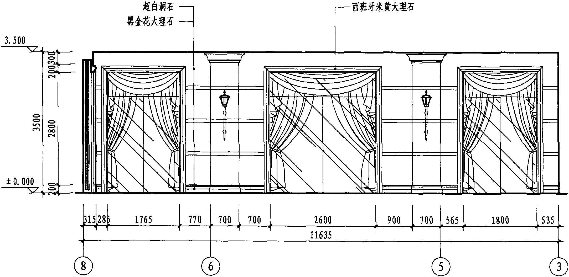 三层阳台B立面图 1:75